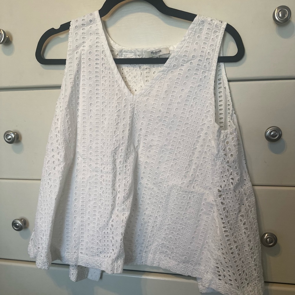 Madewell Open Back White Eyelet Tank Size M